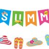 CAVLA Hello Summer Banner and Beach Patterns Banner with Sun Signs Summer Birthday Beach Pool Party Banner for Wall Mantle Fireplace Party Hanging Decorations