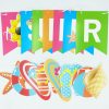 CAVLA Hello Summer Banner and Beach Patterns Banner with Sun Signs Summer Birthday Beach Pool Party Banner for Wall Mantle Fireplace Party Hanging Decorations