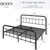 CTMCE00042CT_2 Allewie Queen Metal Bed Frame with Victorian Iron-Art Headboard, Black | Victorian Style Wrought Iron-Art Headboard/Footboard, Easy Assembly, Under Bed Storage, No Box Spring Required