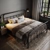 CTMCE00042CT_3 Allewie Queen Metal Bed Frame with Victorian Iron-Art Headboard, Black | Victorian Style Wrought Iron-Art Headboard/Footboard, Easy Assembly, Under Bed Storage, No Box Spring Required