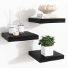 Fun Memories Floating Shelves for Wall - 7.5 Inch Square Shelves with Invisible Brackets, Black Small Wall Shelf for Living Room, Bathroom, Bedroom, and Kitchen Decor Black Set of 3