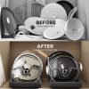 CTMCE00088CT_4 Lozovin Pull Out Pots and Pans Organizer Under Cabinet, Sliding Lid Holder and Pan Rack in Kitchen, Slide Out Inside Cabinet Storage for Pot Lid, Bakeware, Dishes, 8 Adjustable Dividers, 2 Pack Black