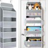 Yecaye Over The Door Organizer, Heavy Duty Hanging Organizers and Storage with 4 Large Capacity Pockets, Swing-Proof Behind The Door Storage for Bathroom Nursery Bedroom Dorm Closet, Grey,1Pc