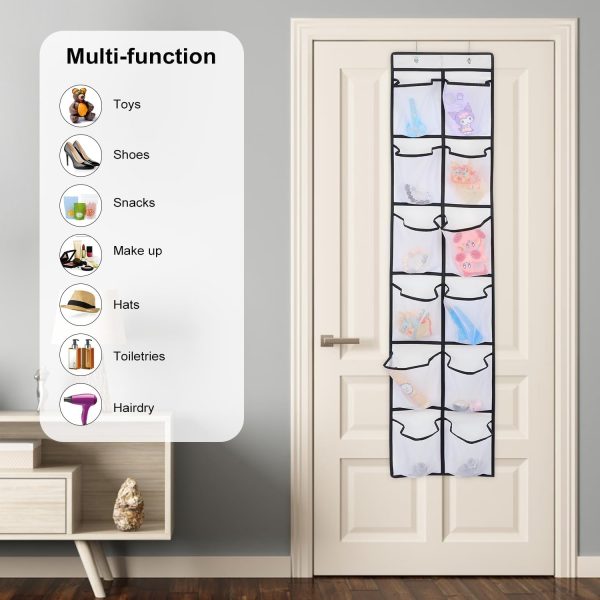 GOMAJI 12 Large Pockets Over Door Hanging Shoe Organizer, White