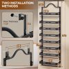 8-Tier Pantry Door Organizer, Large 2 IN 1 Wall Mount or Over The Door Pantry Organizer, Pantry Door Spice Rack with Adjustable Baskets, Over Door Organizer for Kitchen,（72.6×17.1×5.1in,Black)