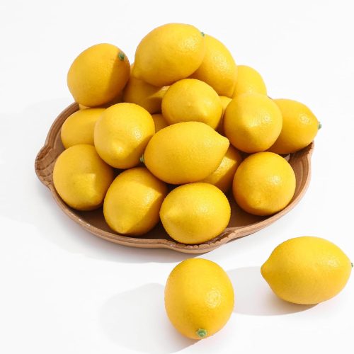 CTMCE00807CT_1 dallisten 12PCS Artificial Lemons – Lifelike Fake Yellow Lemons for Kitchen Decor, Fruit Bowl, Lemonade Party, Photo Props & Summer Table Decorations – Realistic Faux Fruit for Home & Events