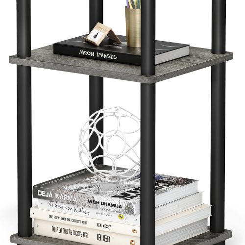 Furinno JUST Side Table, 3-Tier End Table, Open Shelves Night Stand, Bedside Table, Toolless Assembly, for Living Room, Bedroom, Bathroom, French Oak