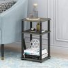 Furinno JUST Side Table, 3-Tier End Table, Open Shelves Night Stand, Bedside Table, Toolless Assembly, for Living Room, Bedroom, Bathroom, French Oak