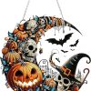 RYMILIE Halloween Diamond Art Kits for Adults Witch and Pumpkins 8x8inch | 5D DIY Special Shaped Pearl Crystal Suncatcher Pendant Diamond Painting Kit, Window Hanging Gift for Home Garden