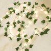 Vine with Fairy Lights, 2 Pack 40LEDs Vine Lights Green Ivy Vines String Lights Battery Operated, Artifical Garland Leaf with Fairy Light for Bedroom Dorm Wall Decor