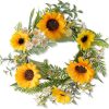 KHOYIME Sunflower Wreaths for Front Door, 13 Inch Artificial Daisy Wreath Outside All Season Decorative Yellow Floral Greenery Wreath Farmhouse Indoor Outdoor Home Porch Wall Window Hanging Decor