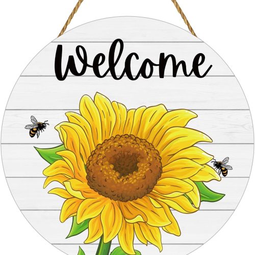 Sunflower Decor Summer Decorations for Home Summer Door Decor Sunflower Wreath Wooden Wreaths for Front Door Hanger Welcome Sign for Office Porch Wall Indoor Home Decor