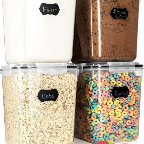 Storeganize Flour Sugar Storage Containers (5.3L/4pk) Great Rice Canisters Sets For The Kitchen pantry, Large Food Storage Containers With Lids Airtight