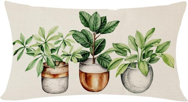 PANDICORN Botanical Boho Spring Throw Pillow Covers 12x20 Inch Green Plant Greenery Outdoor Spring Summer Decor Farmhouse Lumbar Decorative Throw Pillows Cases Decorations for Couch Sofa Porch