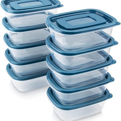 PEDECO 10PCS Food Storage Containers,Freezer Microwave safe,Food Container Sets,BPA Free Plastic Meal Prep Containers & Kitchen Set,Lunch Containers,use for School,Work and Travel,0.53 Quarts Per Box.