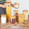 Vtopmart Glass Food Storage Jars, 7 Pack Kitchen Containers with Airtight Bamboo Wooden Lids for Pasta, Cookies, Nuts, Coffee Beans, Cereal, Canisters Set for Flour, Pantry Organization, BPA Free | 7-Pack Multi-Size Canisters Set for Pasta, Cookies, Nuts, Coffee Beans, Cereal, Flour, Pantry Organization, BPA Free