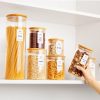 Vtopmart Glass Food Storage Jars, 7 Pack Kitchen Containers with Airtight Bamboo Wooden Lids for Pasta, Cookies, Nuts, Coffee Beans, Cereal, Canisters Set for Flour, Pantry Organization, BPA Free | 7-Pack Multi-Size Canisters Set for Pasta, Cookies, Nuts, Coffee Beans, Cereal, Flour, Pantry Organization, BPA Free