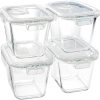 Borosilicate Glass Soup Containers with Lids, 4 Cup/32 oz, 4 Pack | Microwave Dishwasher Oven Freezer Safe | Airtight Leak Proof | Food Grade | Square Soup Meal Prep | Lunch | Food Storage Set