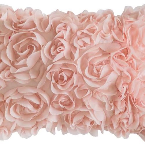 MIULEE Decorative Rose Flower Pillow Cover Pack of 1 Peach Pink 12x20 Inch | Cute Romantic Stereo Chiffon Throw Pillow Cover Aesthetic Solid Pillowcase for Girl Coquette Room Decor Coach Bedroom