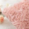 MIULEE Decorative Rose Flower Pillow Cover Pack of 1 Peach Pink 12x20 Inch | Cute Romantic Stereo Chiffon Throw Pillow Cover Aesthetic Solid Pillowcase for Girl Coquette Room Decor Coach Bedroom