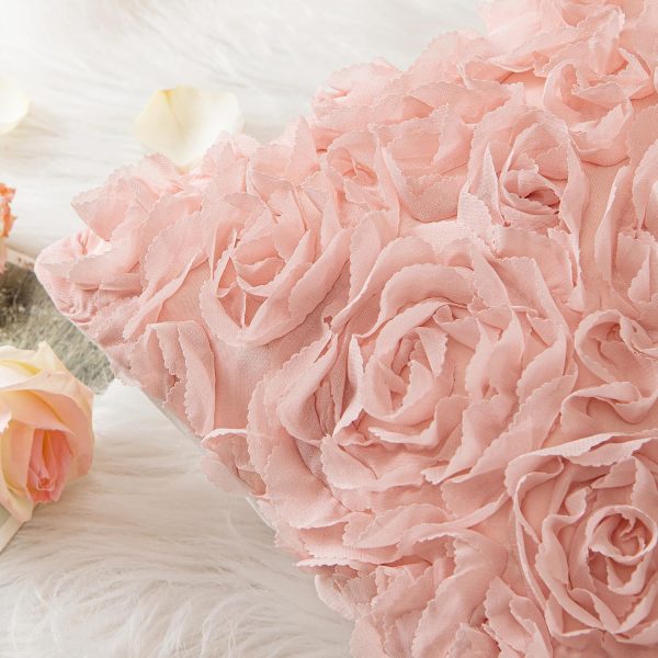 MIULEE Decorative Rose Flower Pillow Cover Pack of 1 Peach Pink 12x20 Inch | Cute Romantic Stereo Chiffon Throw Pillow Cover Aesthetic Solid Pillowcase for Girl Coquette Room Decor Coach Bedroom