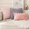 MIULEE Decorative Rose Flower Pillow Cover Pack of 1 Peach Pink 12x20 Inch | Cute Romantic Stereo Chiffon Throw Pillow Cover Aesthetic Solid Pillowcase for Girl Coquette Room Decor Coach Bedroom