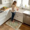 RELEANY Area Rugs Small 2'x3' Washable Non-Slip, Floral Vintage Distress Medallion Carpet for Kitchen Entryway Bathroom, Terracotta Burnt Orange Green
