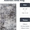 Modern Abstract 3x5 Rug, Non Slip Entryway Rug, Soft Machine Washable Rugs for Indoor Entry, Low Pile Stain Resistant Distressed Rug for Living Room, Bedroom, Dark Grey Blue