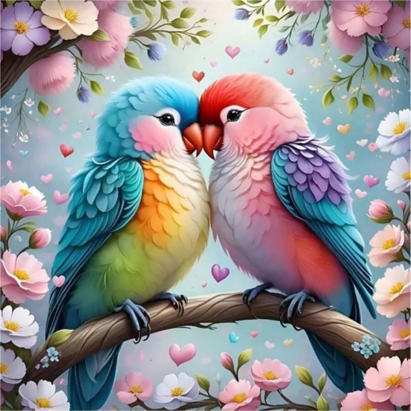 ARPADAMO Bird Diamond Art Kits for Adults,5D Two Birds Diamond Painting DIY Animal Diamond Art Diamond Painting Kits for Adult,Round Full Drill Diamonds, Diamond Art Kits for Home Decor-14x14inch
