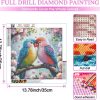 ARPADAMO Bird Diamond Art Kits for Adults,5D Two Birds Diamond Painting DIY Animal Diamond Art Diamond Painting Kits for Adult,Round Full Drill Diamonds, Diamond Art Kits for Home Decor-14x14inch