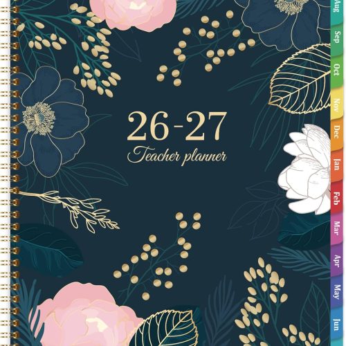 Teacher Planner 2026-2027 - Teacher Lesson Planner, JULY 2026 - JUNE 2027, 8.5" x 11", Weekly & Monthly calendar 2026-2027 Academic Year, Colorful Tabs, Pocket, Quotes, Holidays