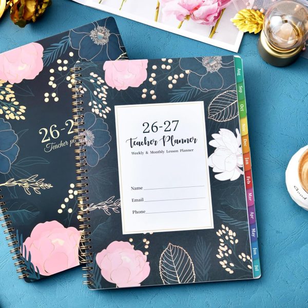 Teacher Planner 2026-2027 - Teacher Lesson Planner, JULY 2026 - JUNE 2027, 8.5" x 11", Weekly & Monthly calendar 2026-2027 Academic Year, Colorful Tabs, Pocket, Quotes, Holidays