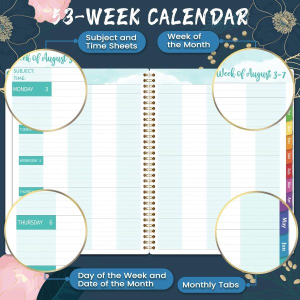Teacher Planner 2026-2027 - Teacher Lesson Planner, JULY 2026 - JUNE 2027, 8.5" x 11", Weekly & Monthly calendar 2026-2027 Academic Year, Colorful Tabs, Pocket, Quotes, Holidays