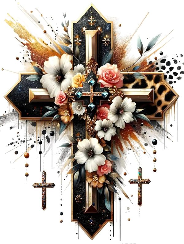 Diamond Art Kits for Adults Cross Diamond Painting Kit 12x16inch | 5D Religion Cross Diamond Art Kit for Adult, DIY Full Drill Gem Art Diamond Dots Crafts Kits for Home Wall Decor Gifts