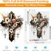 Diamond Art Kits for Adults Cross Diamond Painting Kit 12x16inch | 5D Religion Cross Diamond Art Kit for Adult, DIY Full Drill Gem Art Diamond Dots Crafts Kits for Home Wall Decor Gifts