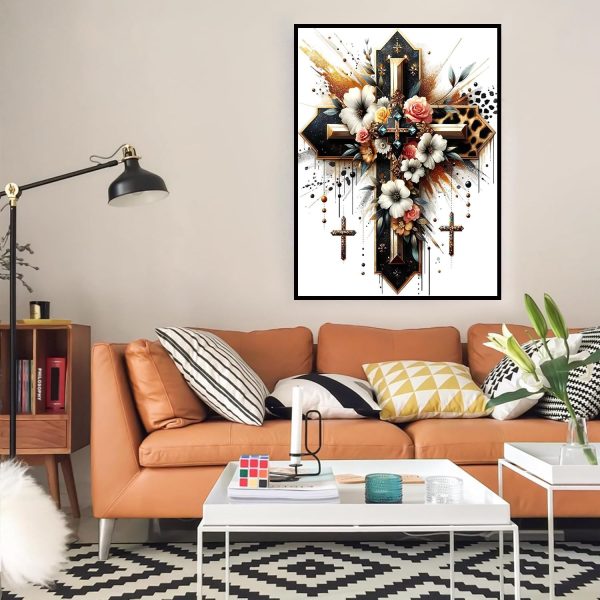 Diamond Art Kits for Adults Cross Diamond Painting Kit 12x16inch | 5D Religion Cross Diamond Art Kit for Adult, DIY Full Drill Gem Art Diamond Dots Crafts Kits for Home Wall Decor Gifts