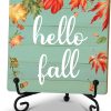 Thanksgiving Signs, Hello Fall Signs, Fall Decorations For Home, Fall Tiered Tray Decor, Thanksgiving Decorations For Table, Rustic Autumn Shelf Decor, Wood Plaque Sign With Stand (HH09)