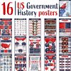 Young N Refined 16 US Government History LARGE poster pack Charts for classrooms 12.5x18 Matt USA MADE