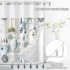 CTS103704JK_3 No Hook Shower Curtain,Nautical Double-Layered Shower Curtain with Snap-in Liner and Weights,Vintage Ocean Sea Coastal Theme Fabric Bath Curtain with See Through Mesh, 71x74in