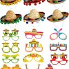 Janinka 18 Pcs Fiesta Mexican Sombrero Hats colorful Headbands Paper Mexican Eyeglasses Cinco De Mayo for Celebrations