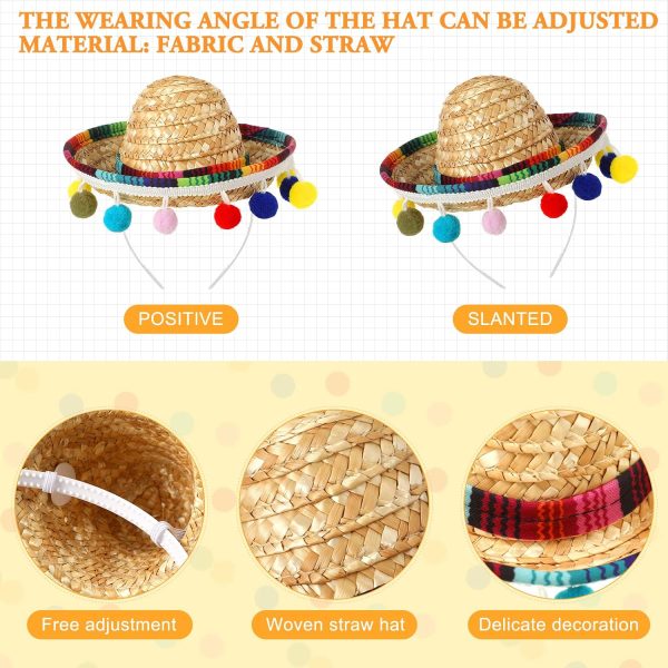 Janinka 18 Pcs Fiesta Mexican Sombrero Hats colorful Headbands Paper Mexican Eyeglasses Cinco De Mayo for Celebrations