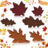 Qunclay 6 Pcs Fall Thanksgiving Maple Leaves Decorations Autumn Leaves Wood Sign Table Centerpieces Farmhouse Rustic Thanksgiving Leaf Tiered Tray Decor for Home Desk Office Party