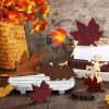 Qunclay 6 Pcs Fall Thanksgiving Maple Leaves Decorations Autumn Leaves Wood Sign Table Centerpieces Farmhouse Rustic Thanksgiving Leaf Tiered Tray Decor for Home Desk Office Party