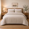 weigelia Queen Comforter Set 7 Pieces Oatmeal Comforters Queen Size Soft Fluffy Bedding Comforter Set with Fitted Sheets, Flat Sheets, Pillow Shams, and Pillowcases