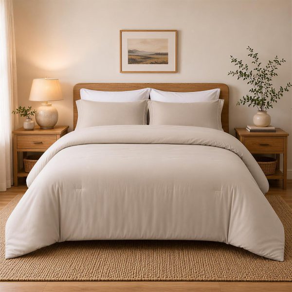 weigelia Queen Comforter Set 7 Pieces Oatmeal Comforters Queen Size Soft Fluffy Bedding Comforter Set with Fitted Sheets, Flat Sheets, Pillow Shams, and Pillowcases