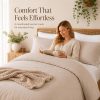 weigelia Queen Comforter Set 7 Pieces Oatmeal Comforters Queen Size Soft Fluffy Bedding Comforter Set with Fitted Sheets, Flat Sheets, Pillow Shams, and Pillowcases