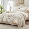 CTSEV-AP-1170_1 Andency King Comforter Set, 7 Pieces Beige Bedding | Boho Bed in a Bag, Soft Lightweight, Fringe Bed Set with Comforter(104x90), Sheets, Pillowcases & Shams