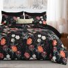 CTSEV-AP-1183_1 Yiran Twin Comforter Set Floral, 5 Piece Bed in a Bag Black Red Bedding Set Lightweight Comforters with Flowers for Women Girls, Soft Breathable Botanical Complete Set with Sheets for All Season