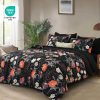 CTSEV-AP-1183_2 Yiran Twin Comforter Set Floral, 5 Piece Bed in a Bag Black Red Bedding Set Lightweight Comforters with Flowers for Women Girls, Soft Breathable Botanical Complete Set with Sheets for All Season
