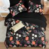 CTSEV-AP-1183_3 Yiran Twin Comforter Set Floral, 5 Piece Bed in a Bag Black Red Bedding Set Lightweight Comforters with Flowers for Women Girls, Soft Breathable Botanical Complete Set with Sheets for All Season